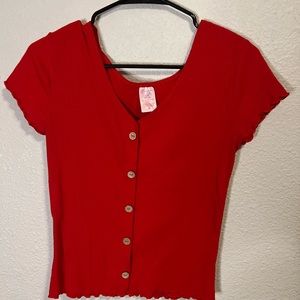 Red Ribbed Tee